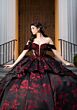 Mori Lee 4080047 Carmela Black Red Plunging Neck Quinceanera Dress