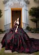 Mori Lee 4080047 Carmela Black Red Plunging Neck Quinceanera Dress