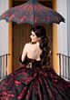 Mori Lee 4080047 Carmela Black Red Plunging Neck Quinceanera Dress