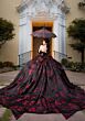 Mori Lee 4080047 Carmela Black Red Plunging Neck Quinceanera Dress