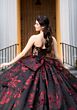 Mori Lee 4080047 Carmela Black Red Plunging Neck Quinceanera Dress