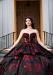 Mori Lee 4080047 Carmela Black Red Plunging Neck Quinceanera Dress