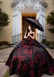 Mori Lee 4080047 Carmela Black Red Plunging Neck Quinceanera Dress