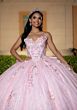 Mori Lee 4080049 Carolina Sheer Side Pink Flutter Sleeve Sweet 16 Gown