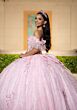 Mori Lee 4080049 Carolina Sheer Side Pink Flutter Sleeve Sweet 16 Gown