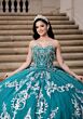 Mori Lee 4080051 Cassia Beaded Satin Top Back Bow Quinceanera Gown