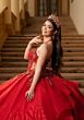 Mori Lee 4080054 Chantal Red Illusion Corset Bodice Sweet 16 Dress