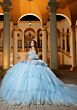 Mori Lee 4080057 Candice Glitter Tulle Puff Sleeve Sweet 16 Gown