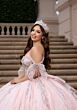 Mori Lee 4080060 Ceci Back Bow Sequin Tulle Sheer Side Vestido XV