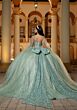 Mori Lee 4080063 Crista Sheer Corset Bodice Green Quince AÒos Dress