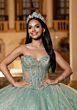 Mori Lee 4080063 Crista Sheer Corset Bodice Green Quince AÒos Dress
