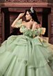Mori Lee 4080066 Clemente Tiered Skirt Sage Silver XV AÒos Dress