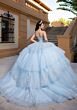 Mori Lee 4080070 Carina Strapless Tulle Gauntlet Sleeve XV AÒos Dress