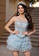 Mori Lee 4080070 Carina Strapless Tulle Gauntlet Sleeve XV AÒos Dress