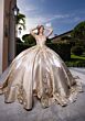 Mori Lee 4080033 Bridgette Peek-A-Boo Neck Satin Skirt Sweet 16 Gown