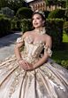 Mori Lee 4080033 Bridgette Peek-A-Boo Neck Satin Skirt Sweet 16 Gown