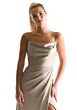 Mori Lee 21856 Cowl Neckline Fit and Flare Luxe Satin Bridesmaid Dress