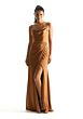 Mori Lee 21856 Cowl Neckline Fit and Flare Luxe Satin Bridesmaid Dress