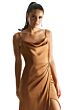 Mori Lee 21856 Cowl Neckline Fit and Flare Luxe Satin Bridesmaid Dress