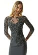 Mori Lee 73007 Sheer Sleeve Bateau Neckline Dress