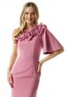 Mori Lee 73009 Appliqued Neck Flutter Sleeve Dress
