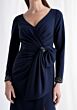 Mori Lee 73172 Long Sleeve Bow Drape Dress