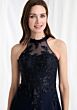 Mori Lee 73177 Halter Neck Applique A-Line Dress