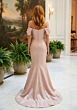 Mori Lee 2070035 Off The Shoulder Jacquard Draped Sleeve Dress