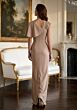 Mori Lee 2070038 Asymmetric Neck Side Slit Crepe Dress