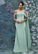 Mori Lee 2070004 Draped Sleeve Asymmetrical Neckline Dress