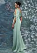 Mori Lee 2070004 Draped Sleeve Asymmetrical Neckline Dress