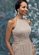 Mori Lee 2070025 Beaded Halter Neck Metallic Knit Dress