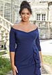 Mori Lee MGNY 72424 Slit Skirt Three Quarter Sleeve Dress