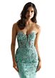 Mori Lee 49002 Detached Sleeves Floral Corset Dress