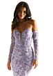 Mori Lee 49002 Detached Sleeves Floral Corset Dress