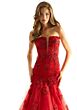 Mori Lee 49008 3D Flowers Strapless Ruched Dress