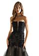 Mori Lee 49008 3D Flowers Strapless Ruched Dress