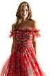 Mori Lee 49057 Ruffle Shawl Strapless Floral Dress