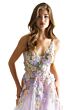 Mori Lee 49074 3D Embroidery Lace-Up Dress