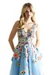 Mori Lee 49074 3D Embroidery Lace-Up Dress