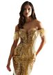 Mori Lee 49081 Feather Sleeves Sequin Dress