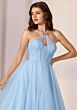 Mori Lee 49205 Halter Neck Glitter Tulle Dress