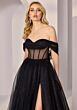 Mori Lee 49215 Illusion Midriff Draped Off The Shoulder Dress