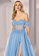 Mori Lee 49215 Illusion Midriff Draped Off The Shoulder Dress