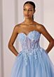 Mori Lee 49225 Illusion Corset Bodice Glitter Tulle Dress