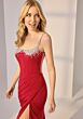 Mori Lee 49228 Beaded Spaghetti Strap High Slit Dress