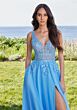 Mori Lee 49318 High Slit Double Waistband Dress
