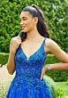 Mori Lee 49325 V-Neckline Glitter Tulle Dress