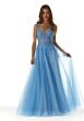 Mori Lee 49325 V-Neckline Glitter Tulle Dress