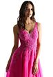 Mori Lee 49325 V-Neckline Glitter Tulle Dress